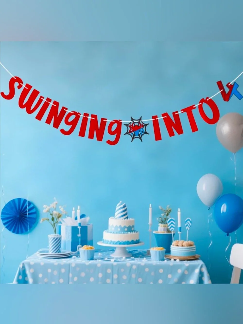 Spider Man Red 'Swinging Into' Party Banner - Decorative Hanging Garland